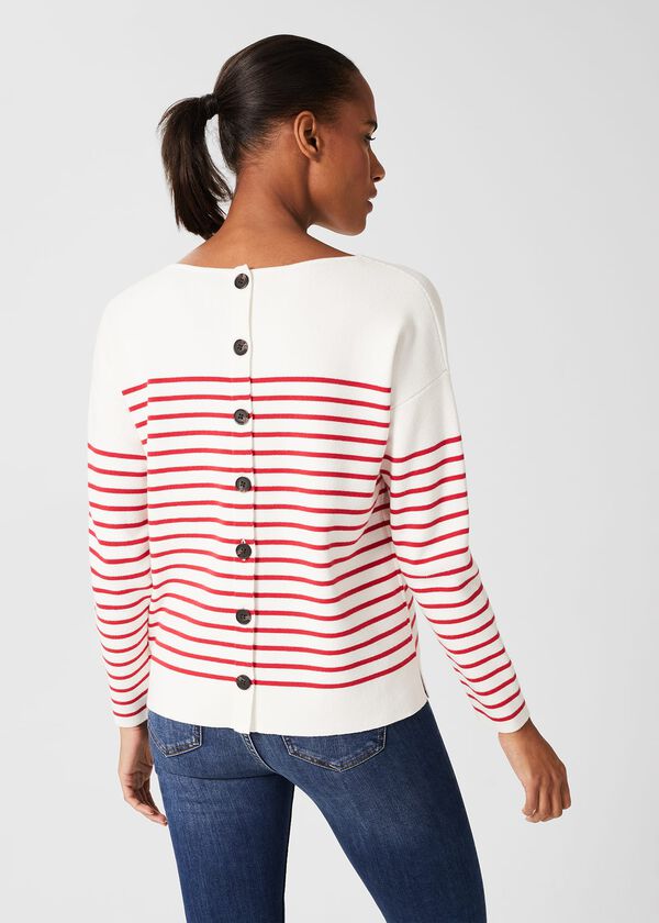 Hobbs Petra Striped Jumper Ivory Red