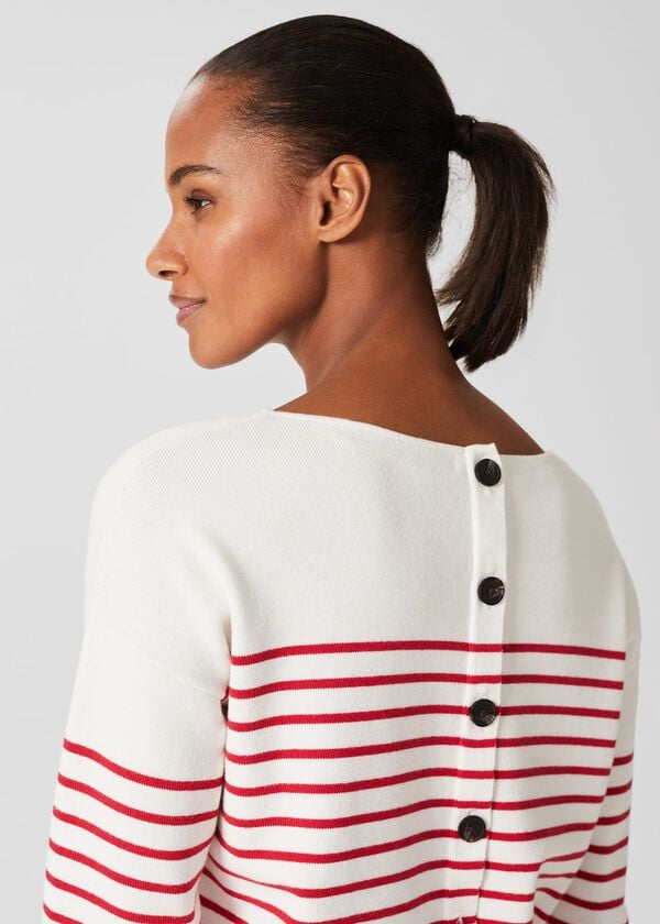 hobbs Petra Striped Jumper Ivory Red