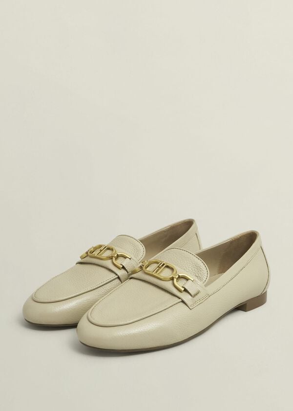 Hobbs Pheobe Leather Loafers Chalk Beige