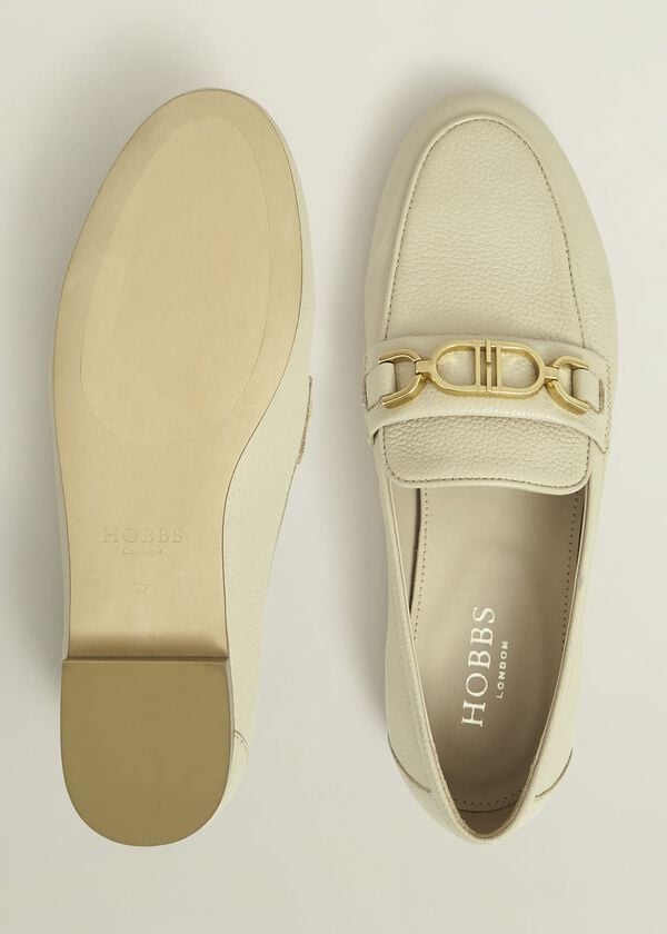 Hobbs Pheobe Leather Loafers Chalk Beige