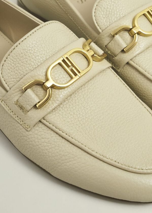 Hobbs Pheobe Leather Loafers Chalk Beige