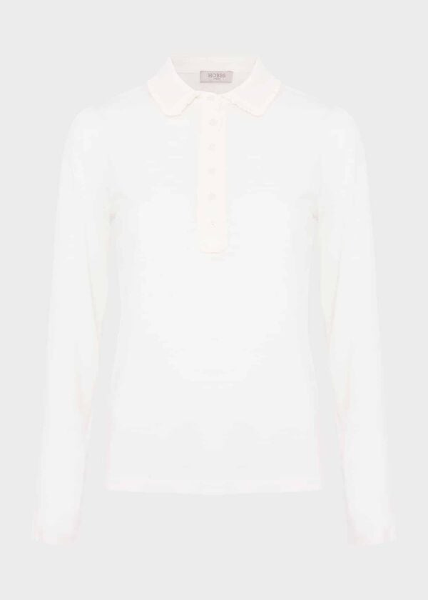 Hobbs Philippa Cotton Blend Collared Top Ivory