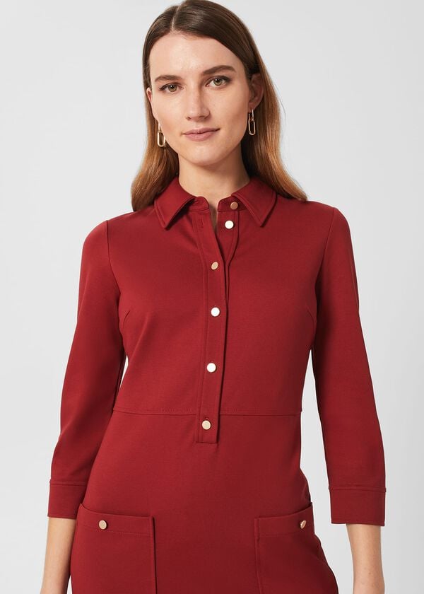 Hobbs Phillipa Ponte Shift Dress Vermillion Red