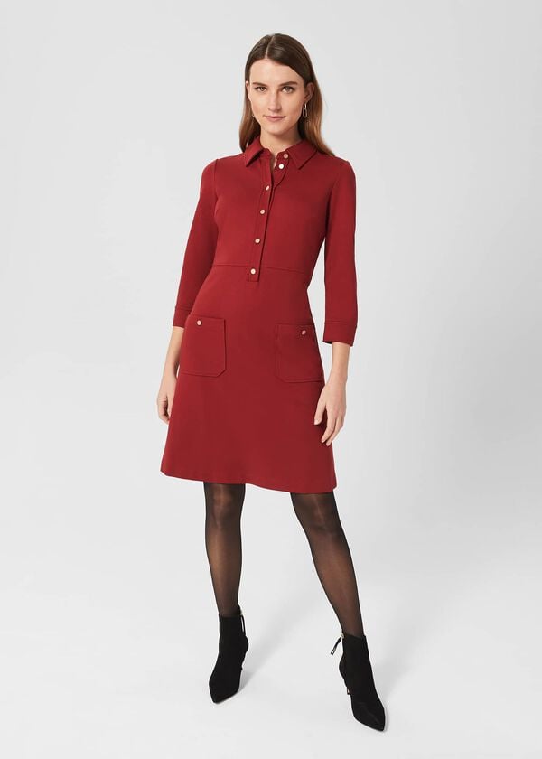 hobbs Phillipa Ponte Shift Dress Vermillion Red