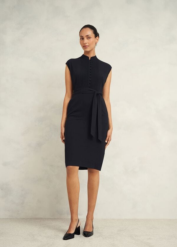 hobbs Pia Pintuck Dress Black