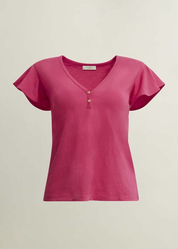 Hobbs Pippa Cotton Slub Top Zinnia Pink
