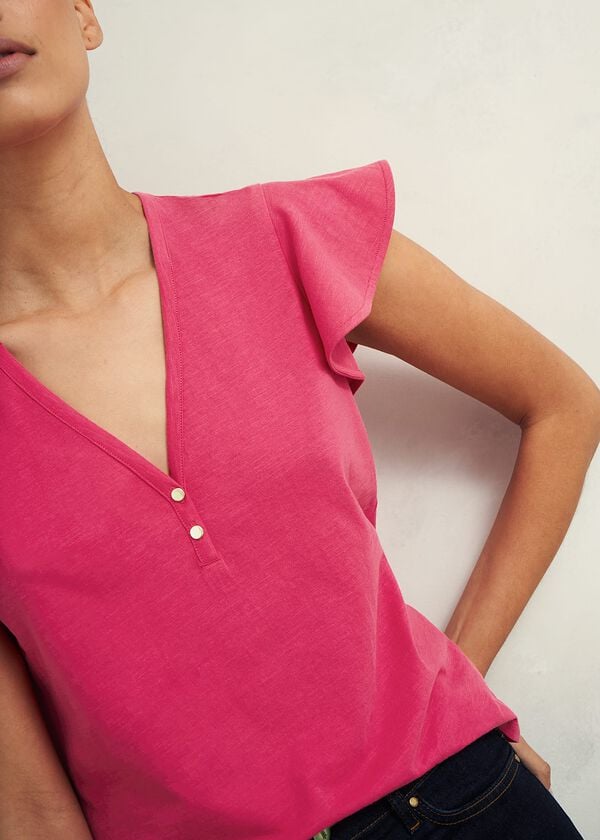 Hobbs Pippa Cotton Slub Top Zinnia Pink