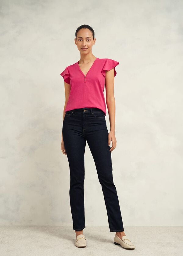 hobbs Pippa Cotton Slub Top Zinnia Pink