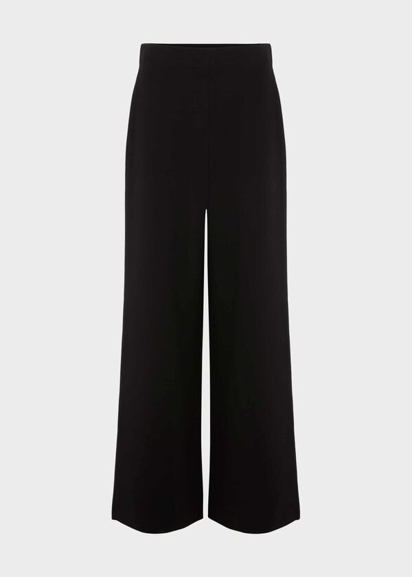 Hobbs Pippa Jersey Wide Leg Trousers Black