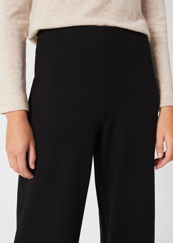Hobbs Pippa Jersey Wide Leg Trousers Black
