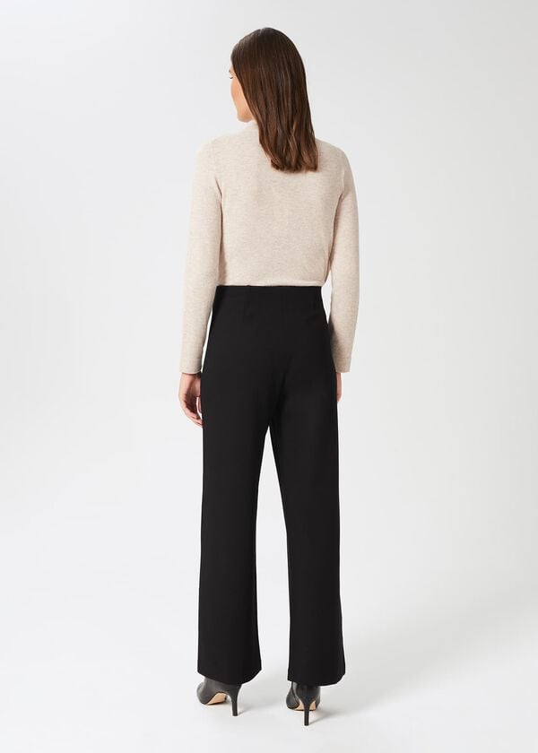 Hobbs Pippa Jersey Wide Leg Trousers Black