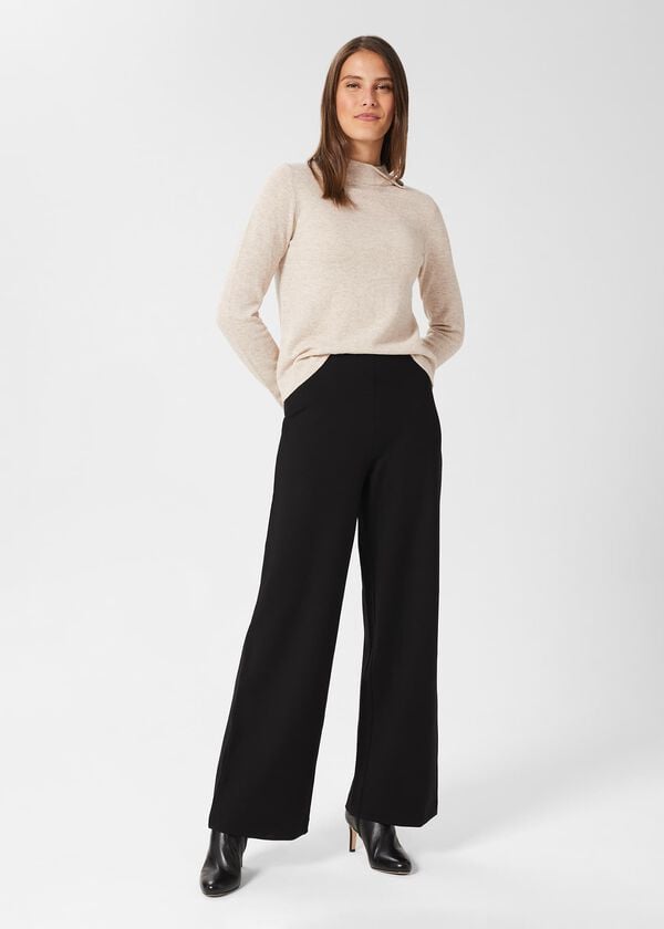 hobbs Pippa Jersey Wide Leg Trousers Black