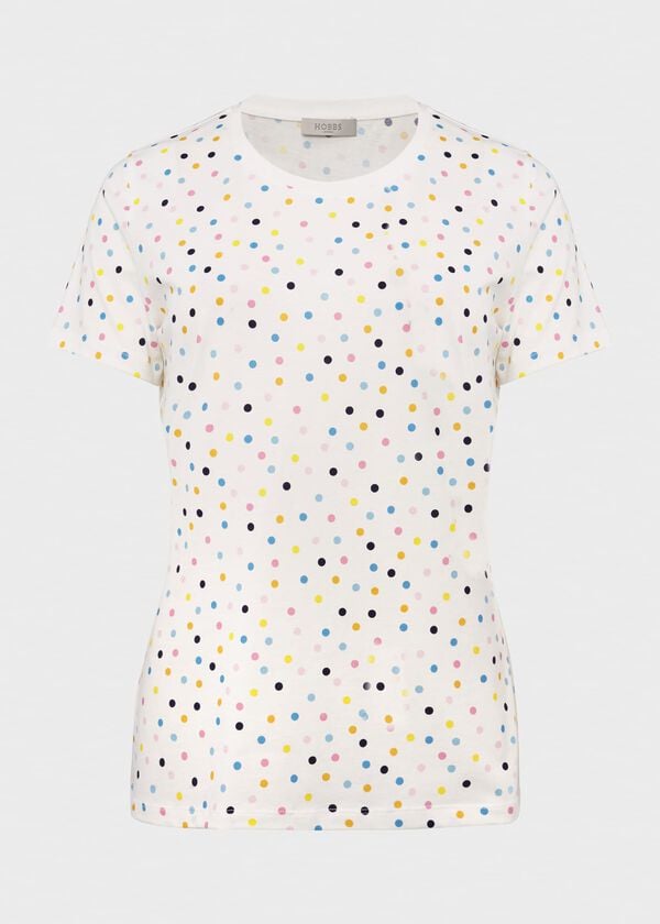 Hobbs Pixie Cotton Printed T-Shirt White Multi