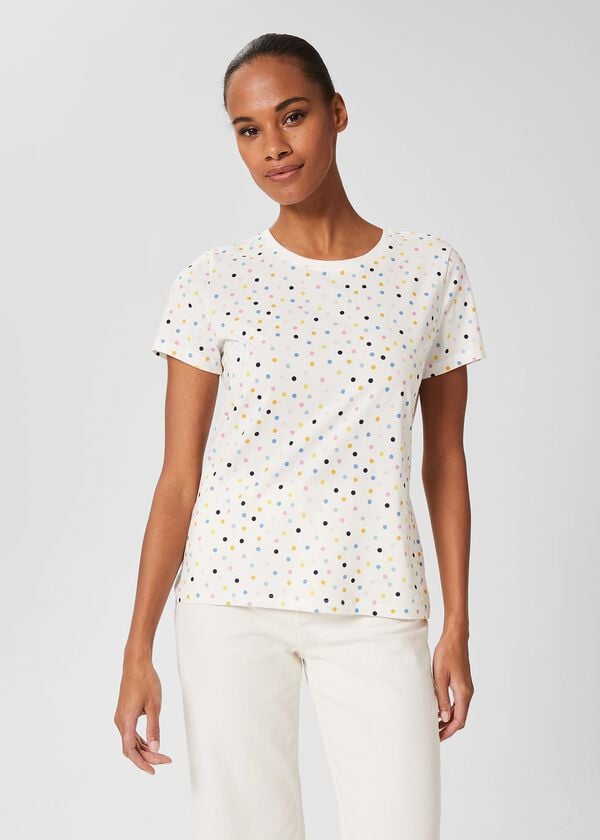 Hobbs Pixie Cotton Printed T-Shirt White Multi