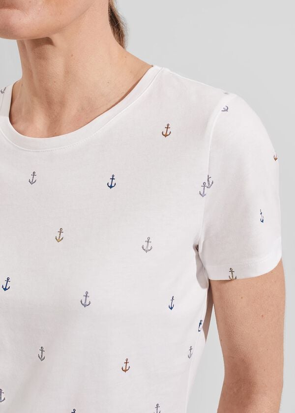 Hobbs Pixie Cotton Printed T-Shirt White Multi