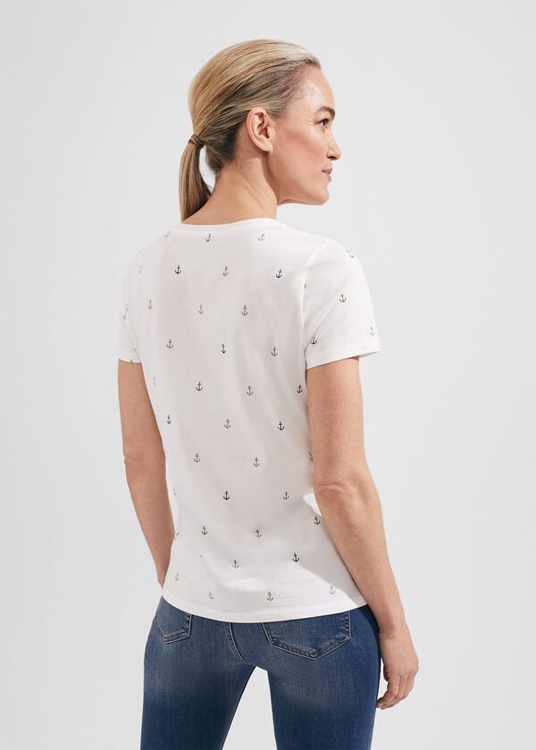 Hobbs Pixie Cotton Printed T-Shirt White Multi