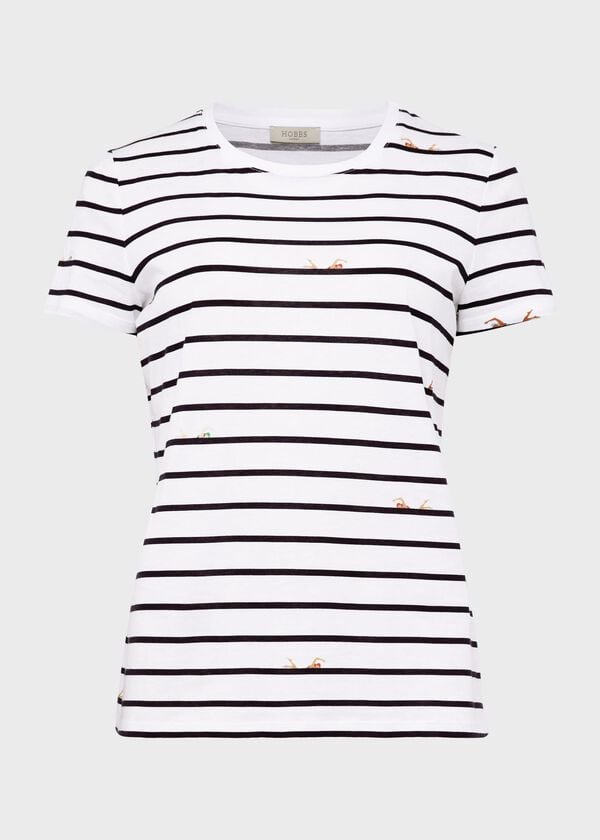 Hobbs Pixie Cotton Printed T-Shirt White Multi