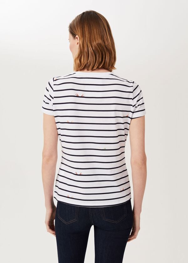 Hobbs Pixie Cotton Printed T-Shirt White Multi
