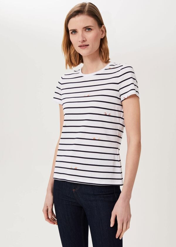 hobbs Pixie Cotton Printed T-Shirt White Multi