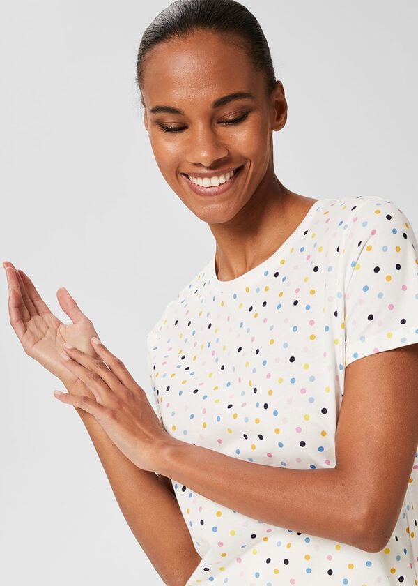 hobbs Pixie Cotton Printed T-Shirt White Multi