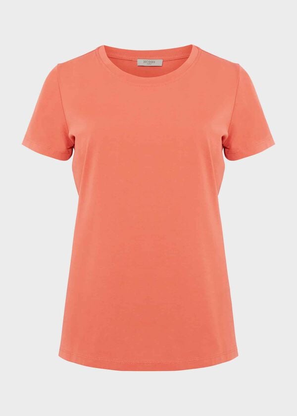 Hobbs Pixie Cotton T-Shirt Deep Apricot