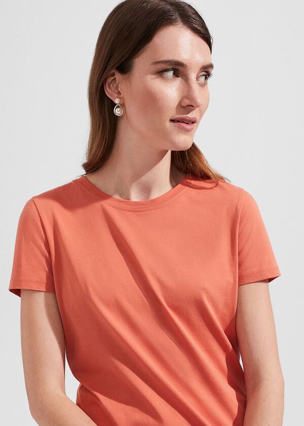 Hobbs Pixie Cotton T-Shirt Deep Apricot