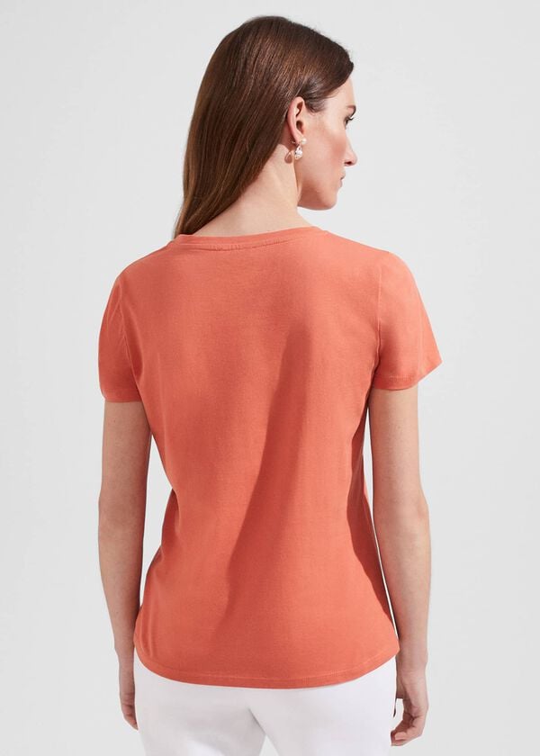Hobbs Pixie Cotton T-Shirt Deep Apricot