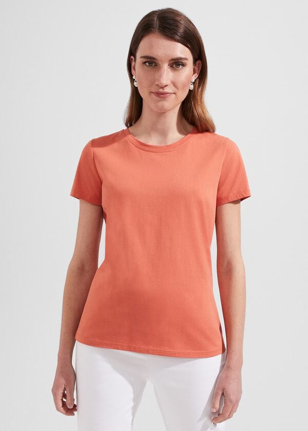 hobbs Pixie Cotton T-Shirt Deep Apricot