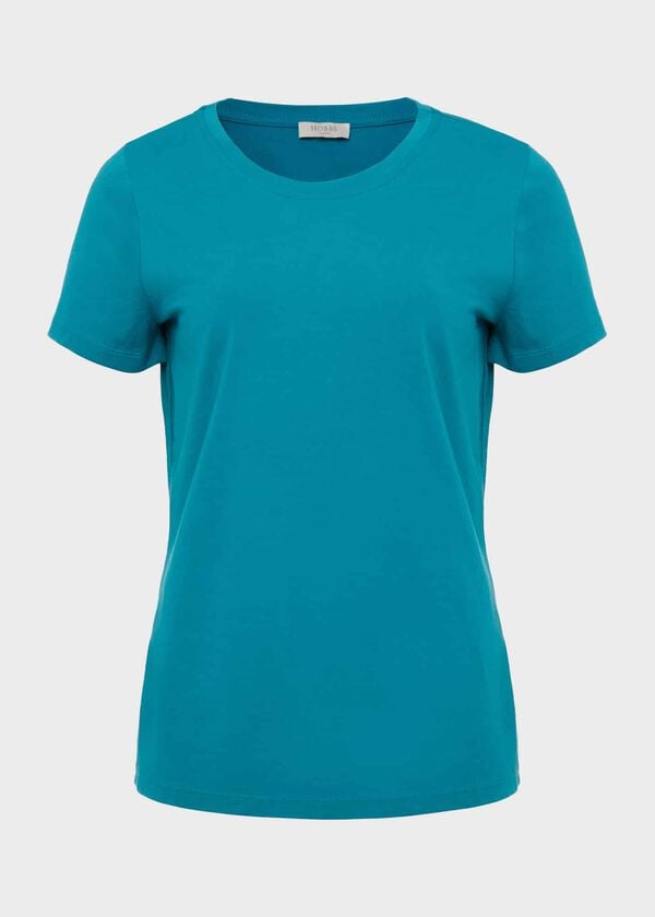 Hobbs Pixie Cotton T-Shirt Lagoon Blue