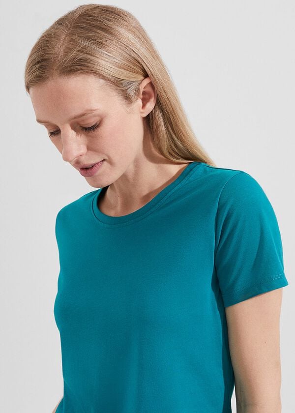 Hobbs Pixie Cotton T-Shirt Lagoon Blue