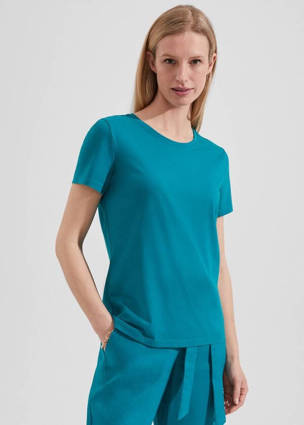 hobbs Pixie Cotton T-Shirt Lagoon Blue