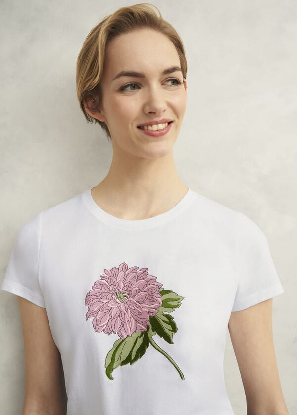 Hobbs Pixie Embroidered T-Shirt White Pink