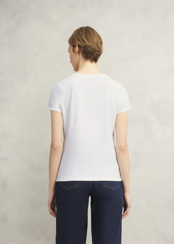 Hobbs Pixie Embroidered T-Shirt White Pink