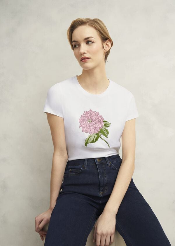 hobbs Pixie Embroidered T-Shirt White Pink