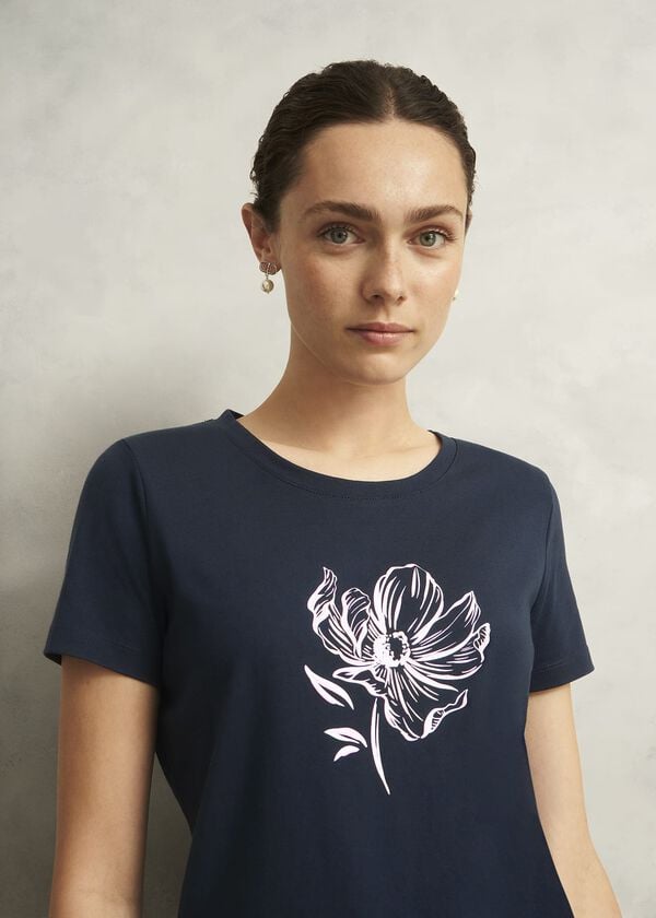 Hobbs Pixie Print T-Shirt Navy Multi
