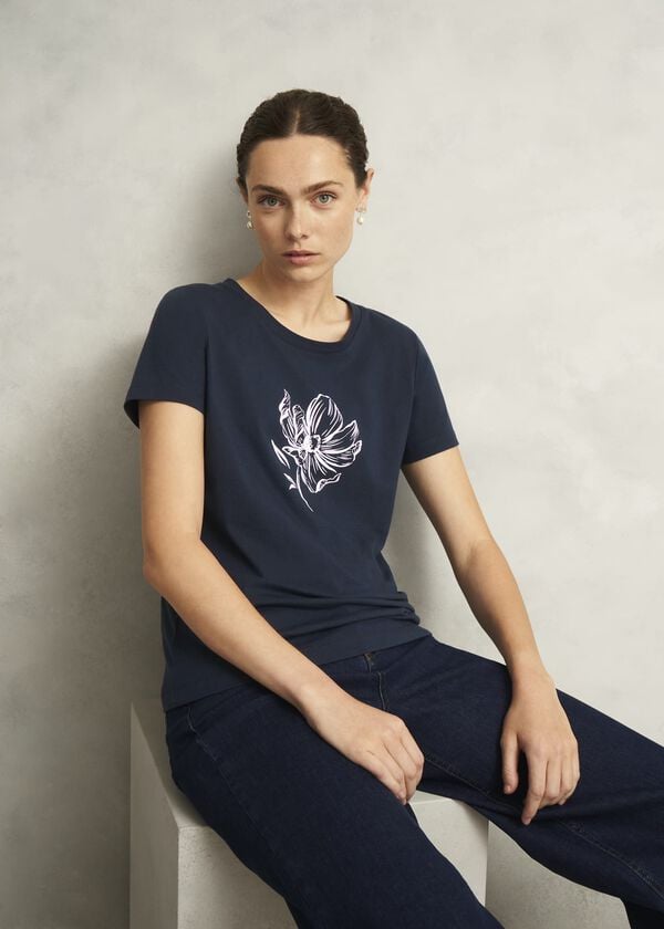 hobbs Pixie Print T-Shirt Navy Multi