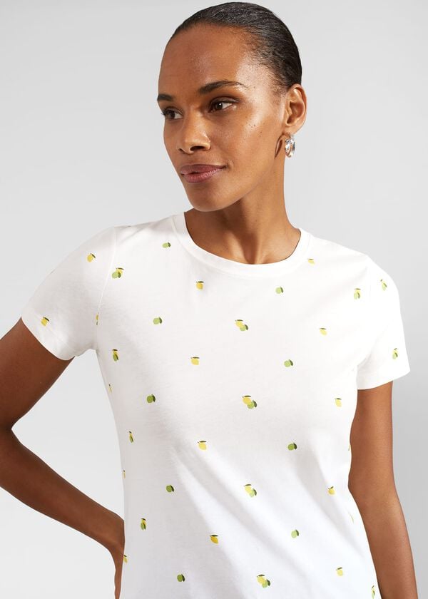 Hobbs Pixie Printed T-Shirt White Yellow