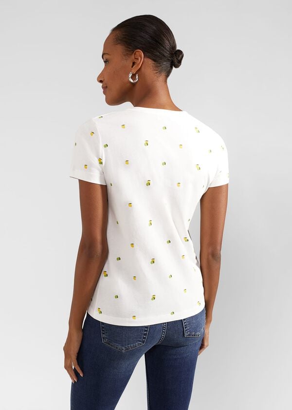 Hobbs Pixie Printed T-Shirt White Yellow