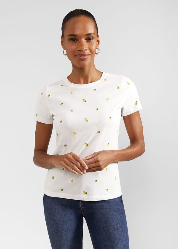 hobbs Pixie Printed T-Shirt White Yellow