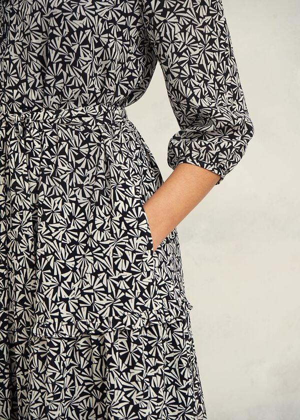 Hobbs Polly Dress Navy Cream