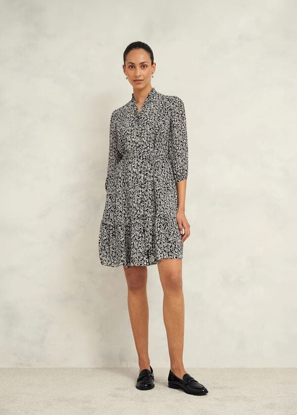 hobbs Polly Dress Navy Cream