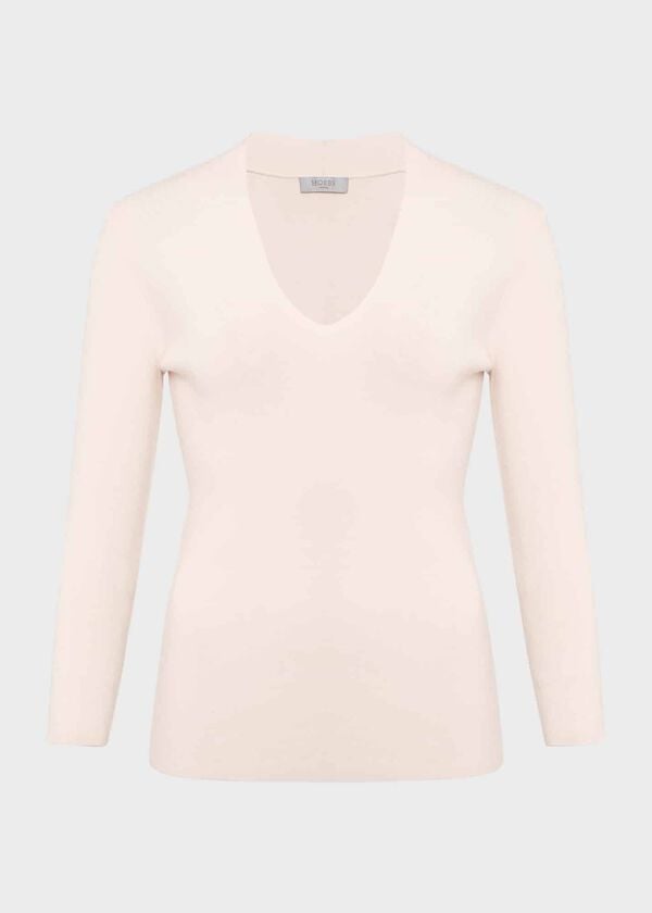 Hobbs Polly Knitted Top Pale Pink