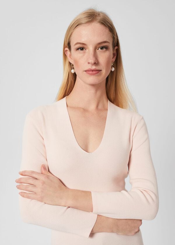 Hobbs Polly Knitted Top Pale Pink