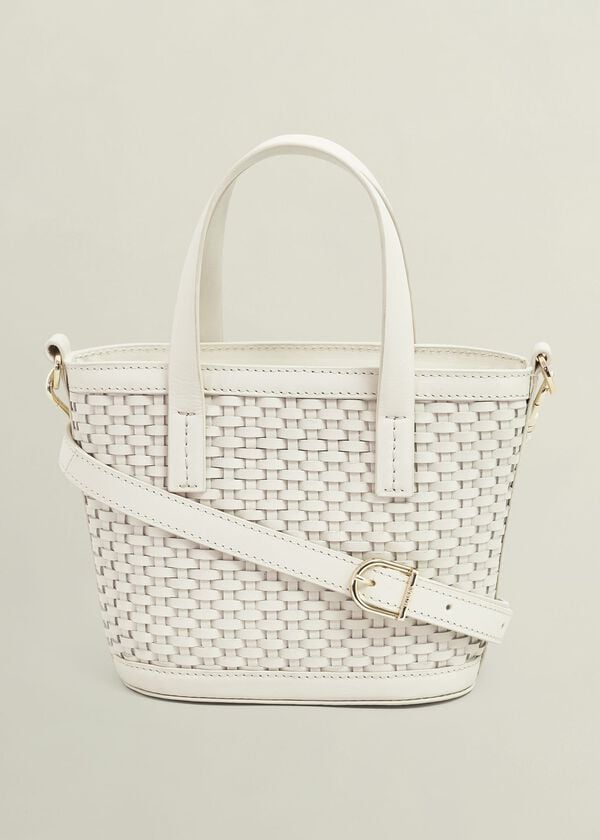 hobbs Posie Woven Leather Bag Chalk Beige