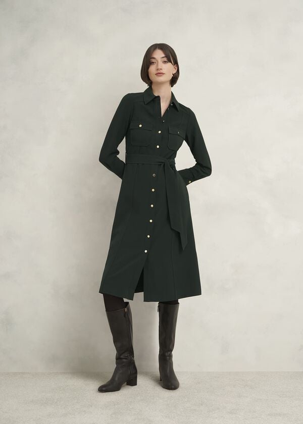 hobbs Pricilla Shirt Dress Rich Green