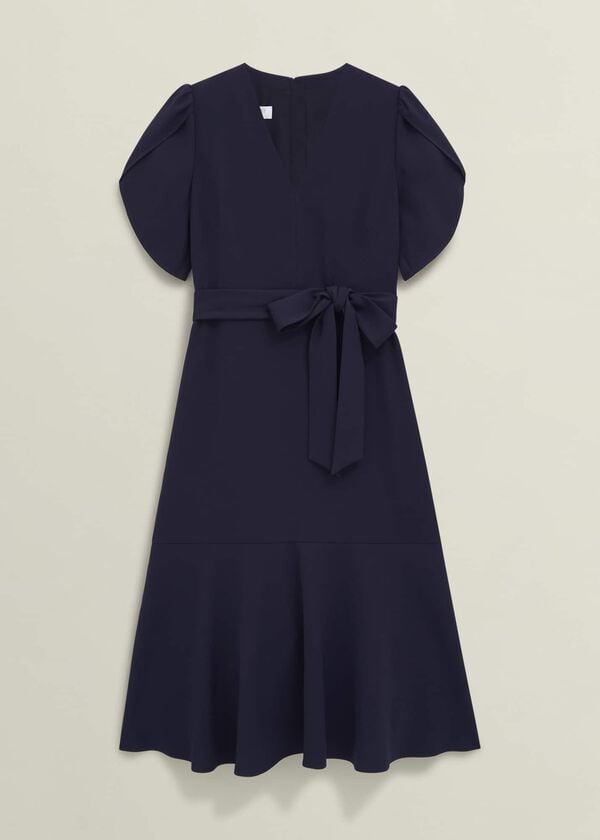 Hobbs Pricilla Tie Midi Dress Midnight