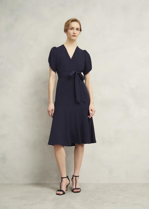 hobbs Pricilla Tie Midi Dress Midnight