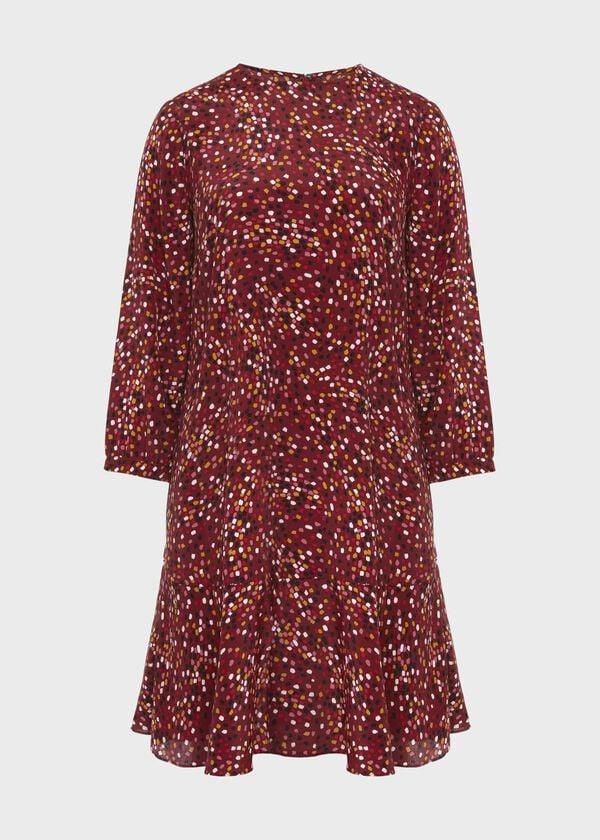 Hobbs Prim Tunic Dress Cherry Red Mlt