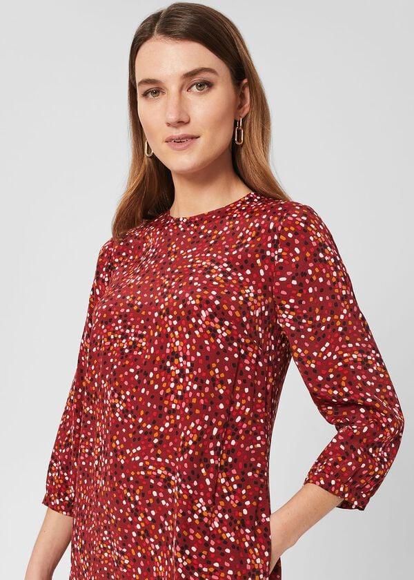 Hobbs Prim Tunic Dress Cherry Red Mlt