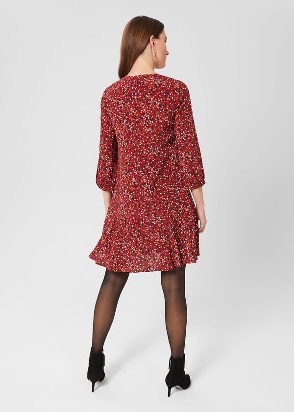Hobbs Prim Tunic Dress Cherry Red Mlt